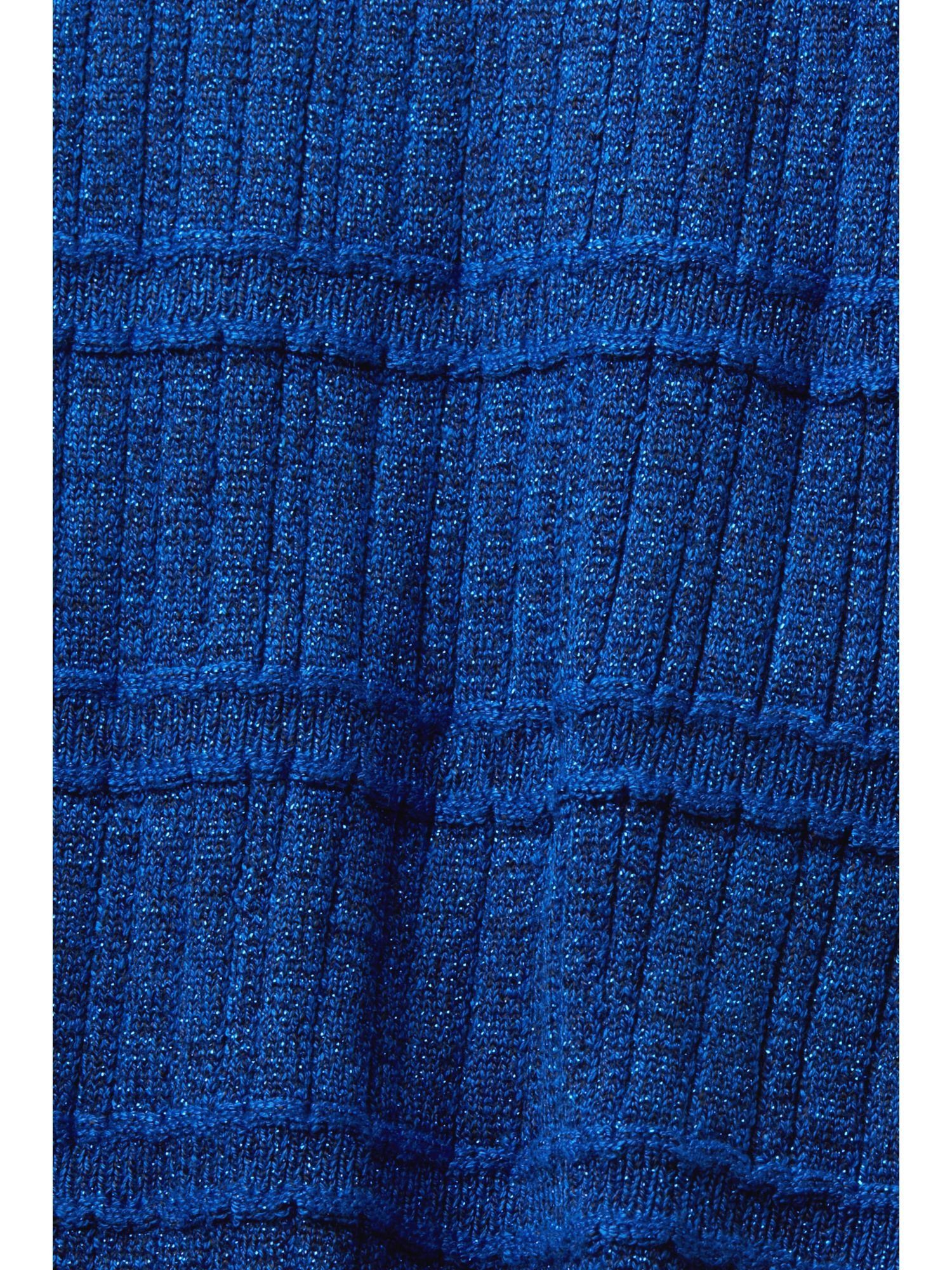 BRIGHT Esprit BLUE mit Stehkragenpullover Glitzerlook Kurzer Pullover Stehkragen im