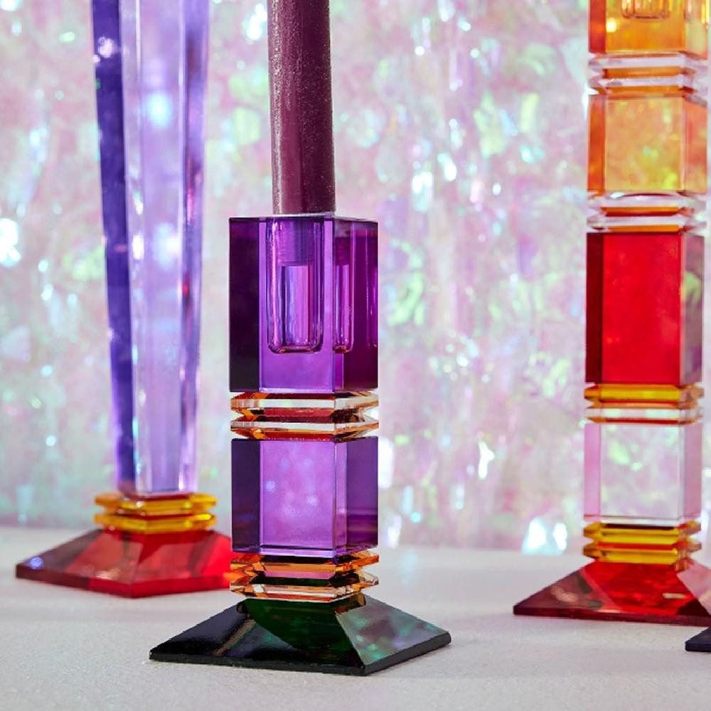 Werner Voß Kerzenhalter Kerzenleuchter Fancy Crystal Lila Grün (18cm)