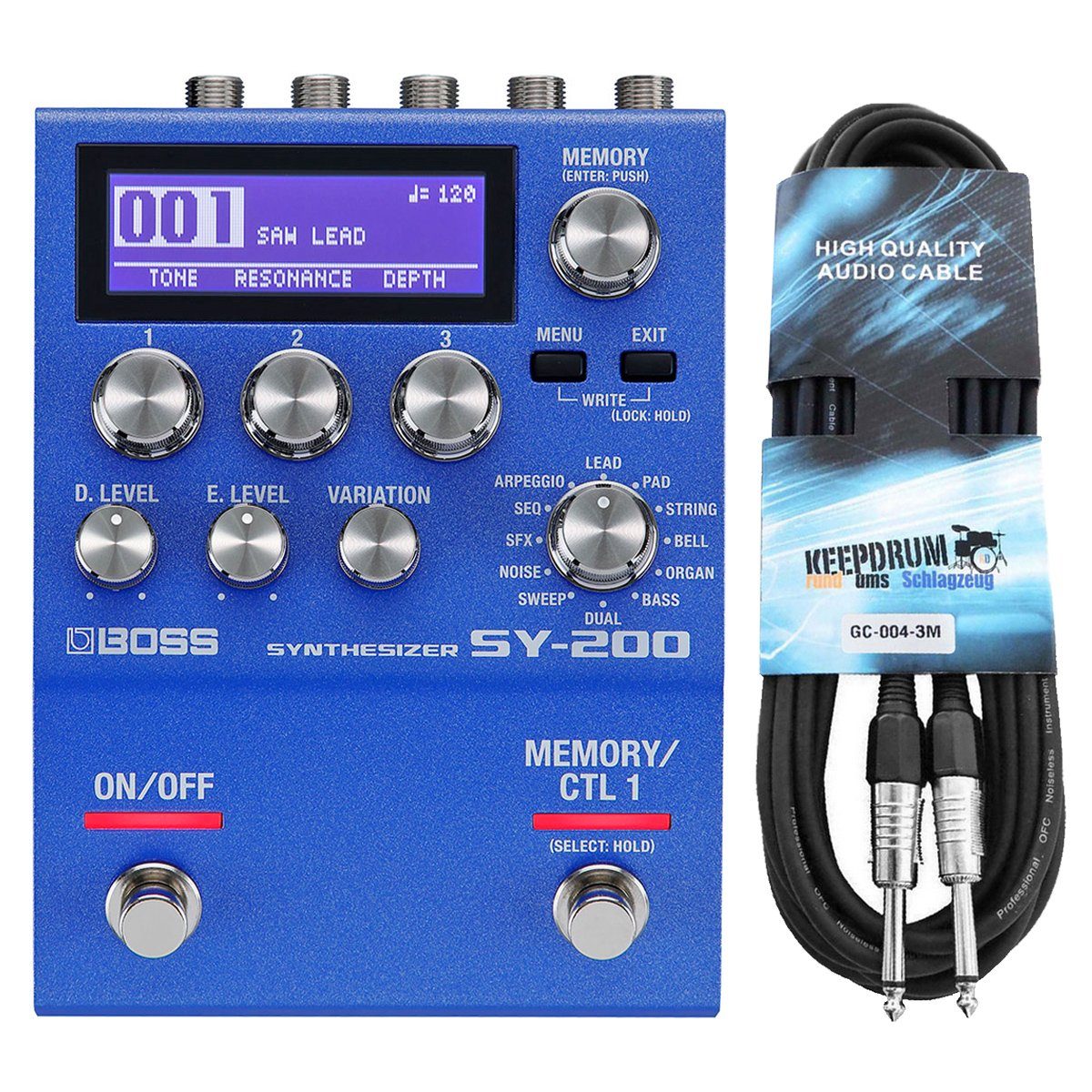 Boss by Roland E-Gitarre Boss SY-200 Synthesizer Effektgerät mit Kabel