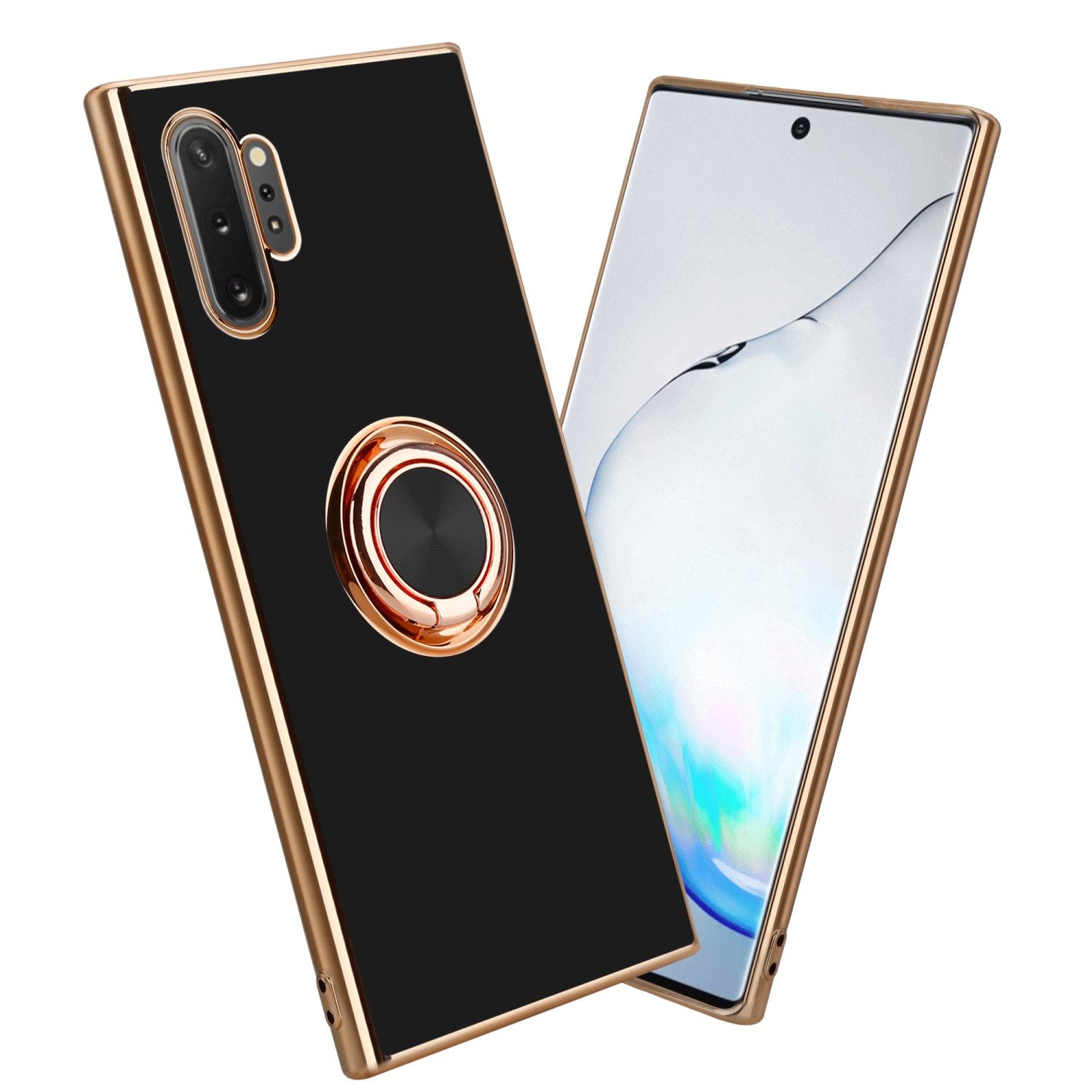 Cadorabo Handyhülle für Samsung Galaxy NOTE 10 PLUS Hülle Samsung Galaxy NOTE 10 PLUS, Schutzhülle - TPU Silikon Hülle - mit Kameraschutz und Ring