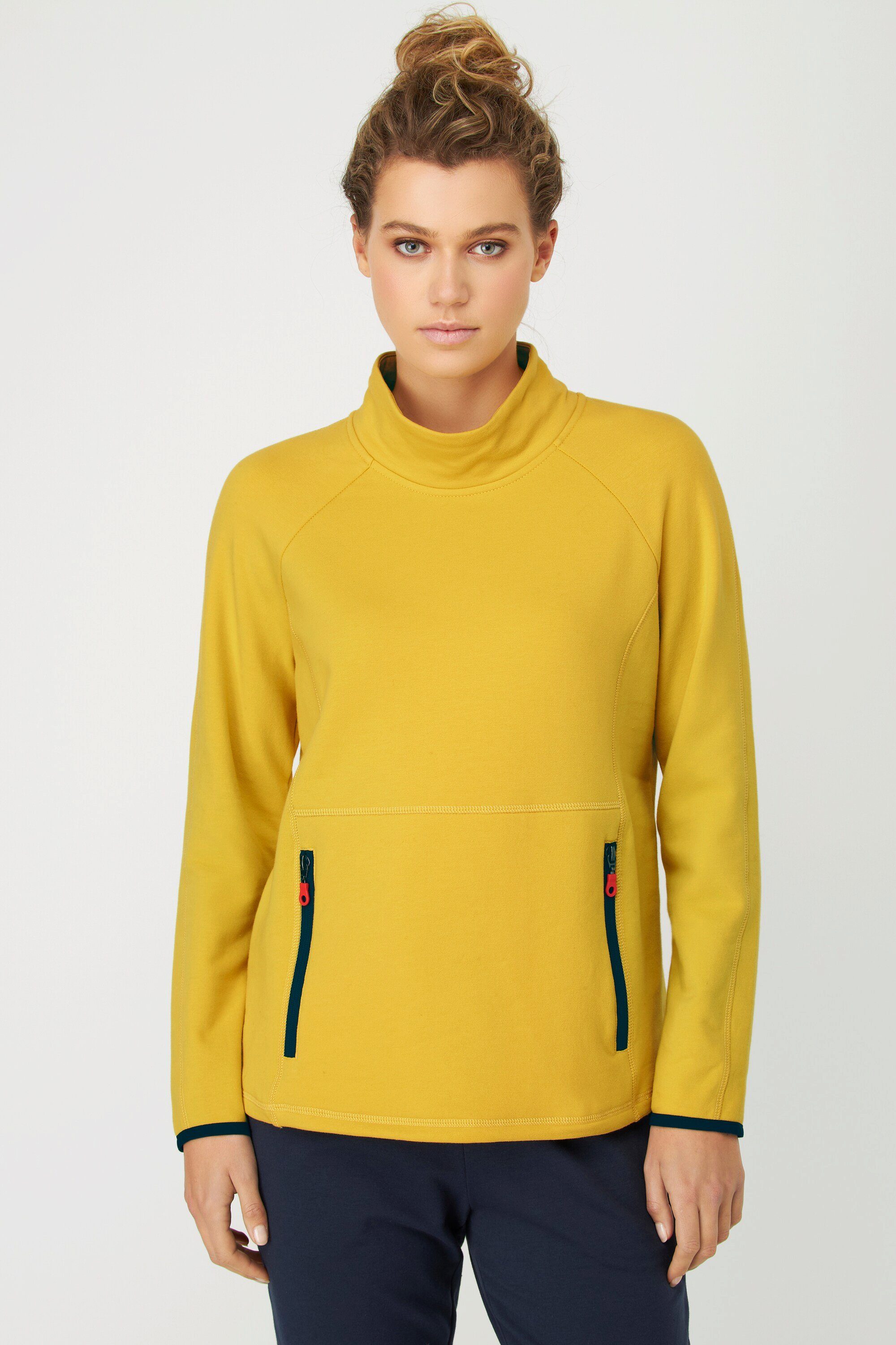 Gina Laura Sweatshirt Sweatshirt Reißverschlusstaschen Stehkragen