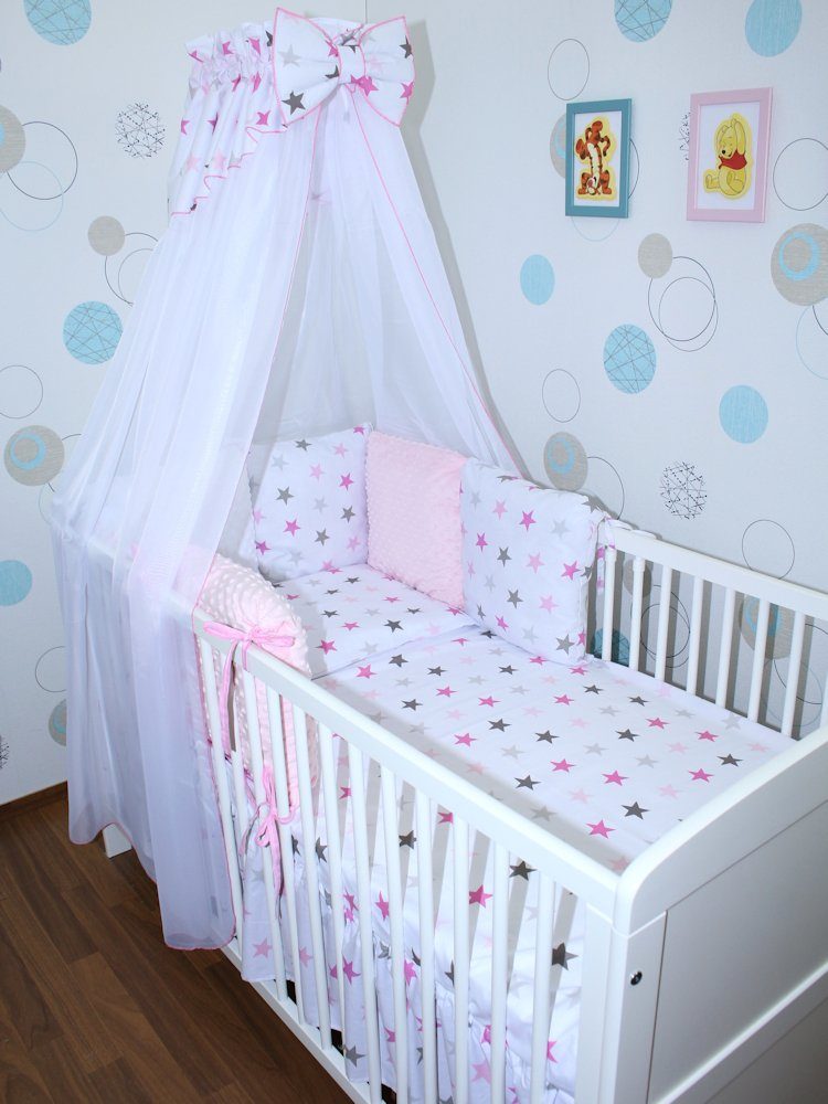 Babybettwäsche Bettwäsche Bettset MINKY - 6 x Kissen -6t -Nestchen Chiffon Himmel -10