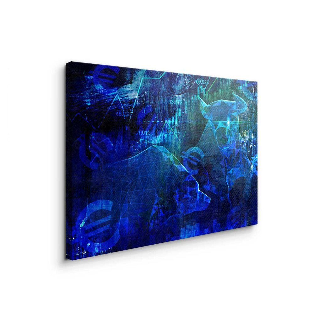 DOTCOMCANVAS® Leinwandbild, Premium Blue Rahmen Trading - Leinwandbild - Stock Motivation silberner - Market