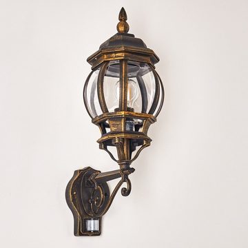 hofstein Außen-Wandleuchte »Meyen« Außenwandlampe, Aluguss in Braun/Gold m. Kunststoff-Scheiben, ohne Leuchtmittel, Wandlampe m. E27, m. Bewegungsmelder