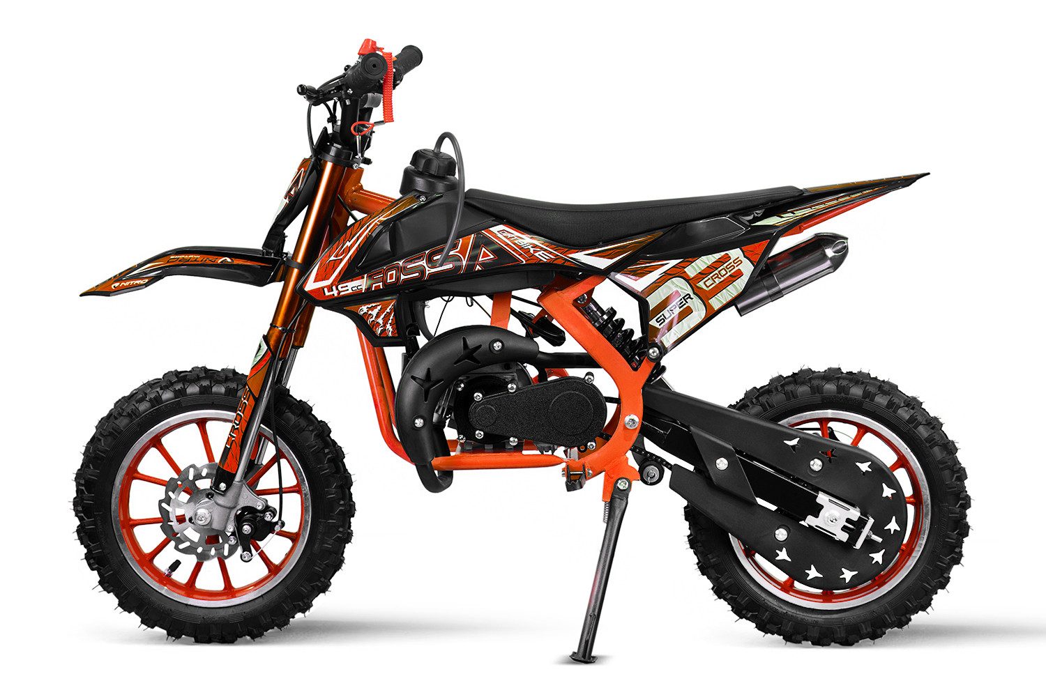 Nitro Motors Dirt-Bike Fossa 49cc Pullstart Dirtbike 10" Crossbike Kindermotorrad Pocketbike, 1 Gang