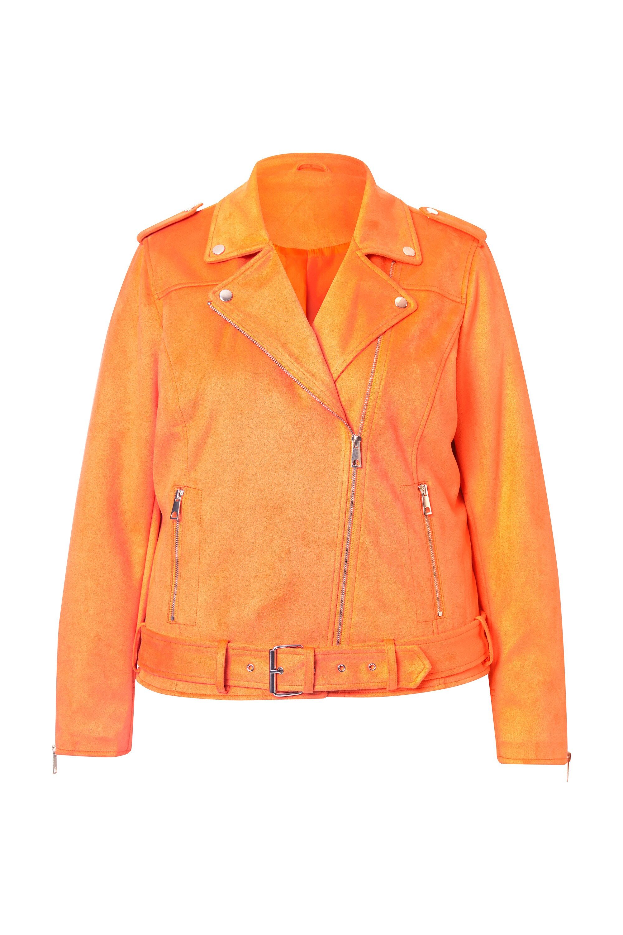 MIAMODA Sommerjacke Bikerjacke Veloursleder-Optik Revrskragen günstig online kaufen