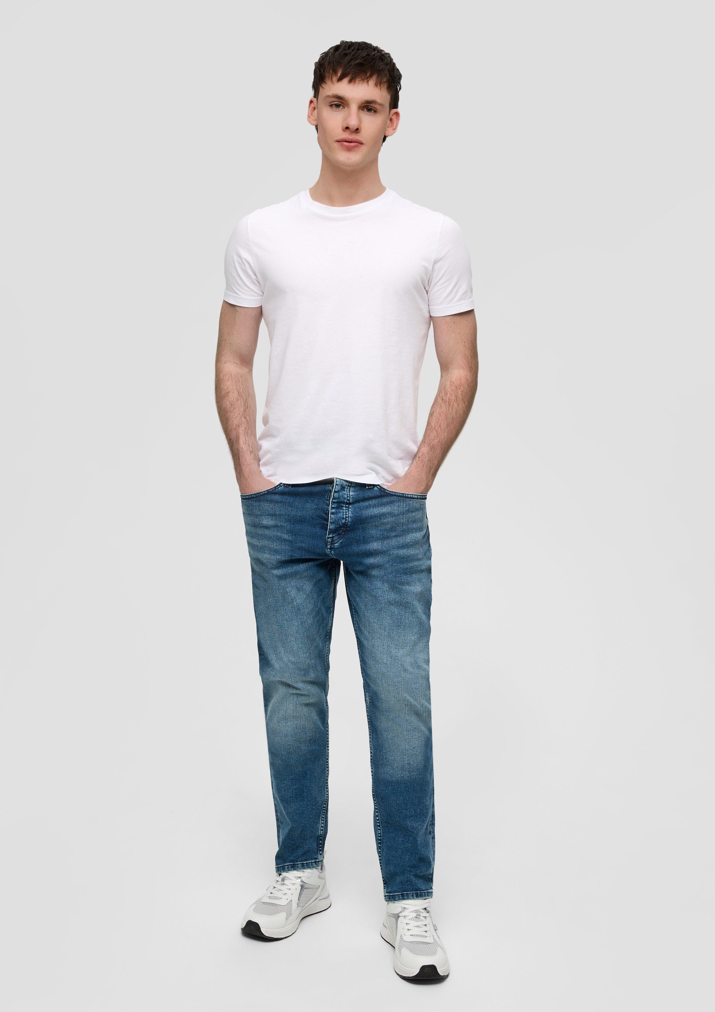QS Stoffhose Jeans Pete / Regular Fit / Mid Rise / Straight Leg Waschung