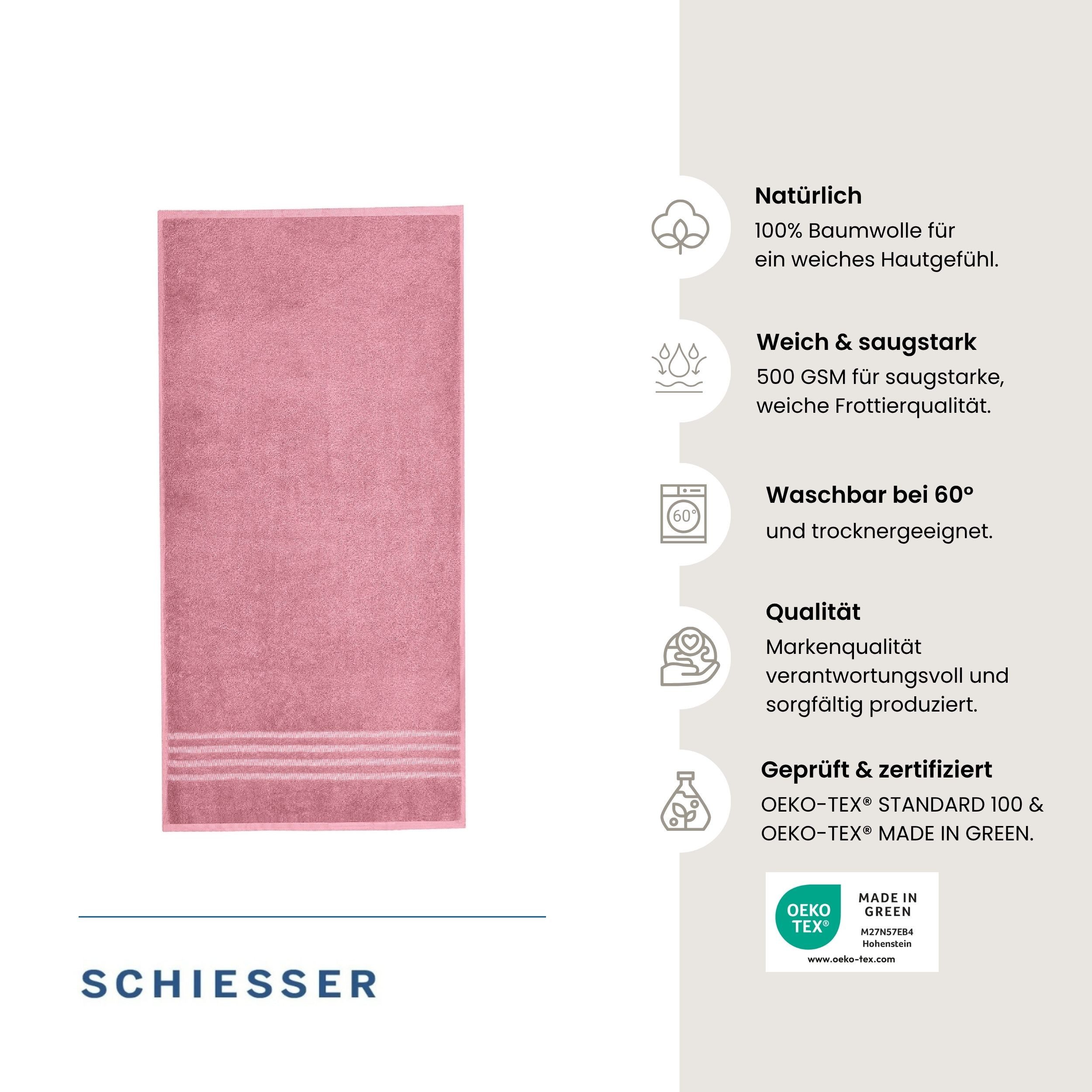Schiesser Duschtücher Milano aus 100% Baumwolle mit eleganter Bordüre in Hoch-Tief-Optik, Frottier (Set, 2-St), OEKO-TEX® MADE IN GREEN – Bild 2 von 5