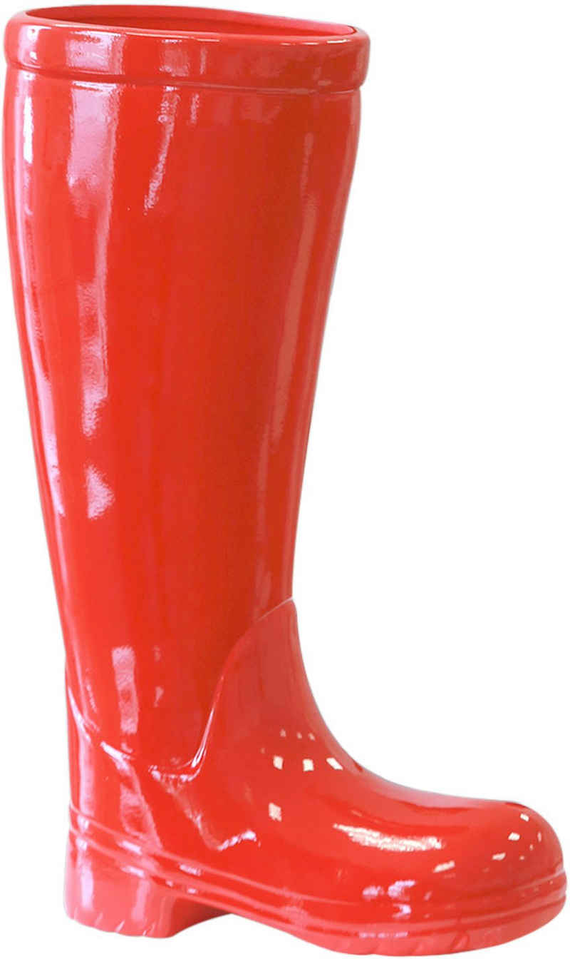 GILDE Schirmständer Regenschirmständer Stiefel, rot (1 St), für Regenschirme, Höhe 45 cm, Gummistiefel-Form, aus Keramik