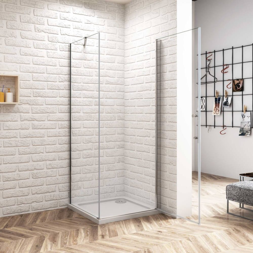 Duschparadies Eckdusche H:185cm Pendeltür mit Seitenwand Stabilstange Dusch günstig online kaufen