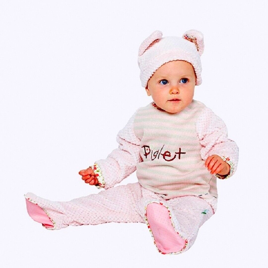 Plüschstil (2-tlg) Klettverschluss Strampler Piglet Gr.62/68 praktischer Overall Romper Kostüm Disney mit Baby