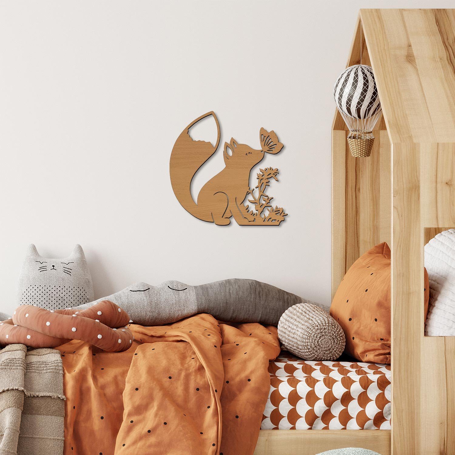 Namofactur LED Nachtlicht Wandlampe Kinderzimmer Kinder Nachtlicht Fuchs I MDF Holz, LED fest integriert, Warmweiß
