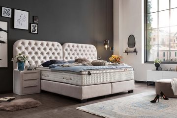 Polsterei Marya Boxspringbett BERLIN, LUXURY Chesterfield box spring bett schlafzimmer wahlweise mit Matratze & Topper inkl. 2x Kommoden und ohne Bettkasten