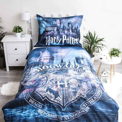 Bettwäsche Harry Potter leuchtende Wende Bettwäsche Hogwarts Kopfkissen Bettdecke, Harry Potter, Renforcé, 2 teilig, 100% Baumwolle