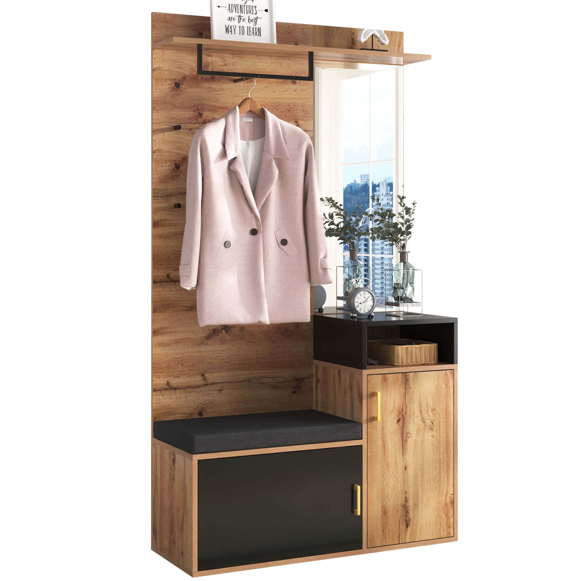 MODFU Garderoben-Set Kleiderschrank-Set, (mit 4 Kleiderhaken, günstig online kaufen
