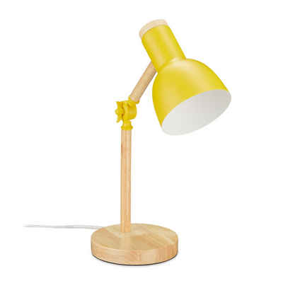 relaxdays Schreibtischlampe Schreibtischlampe Holz verstellbar, Gelb