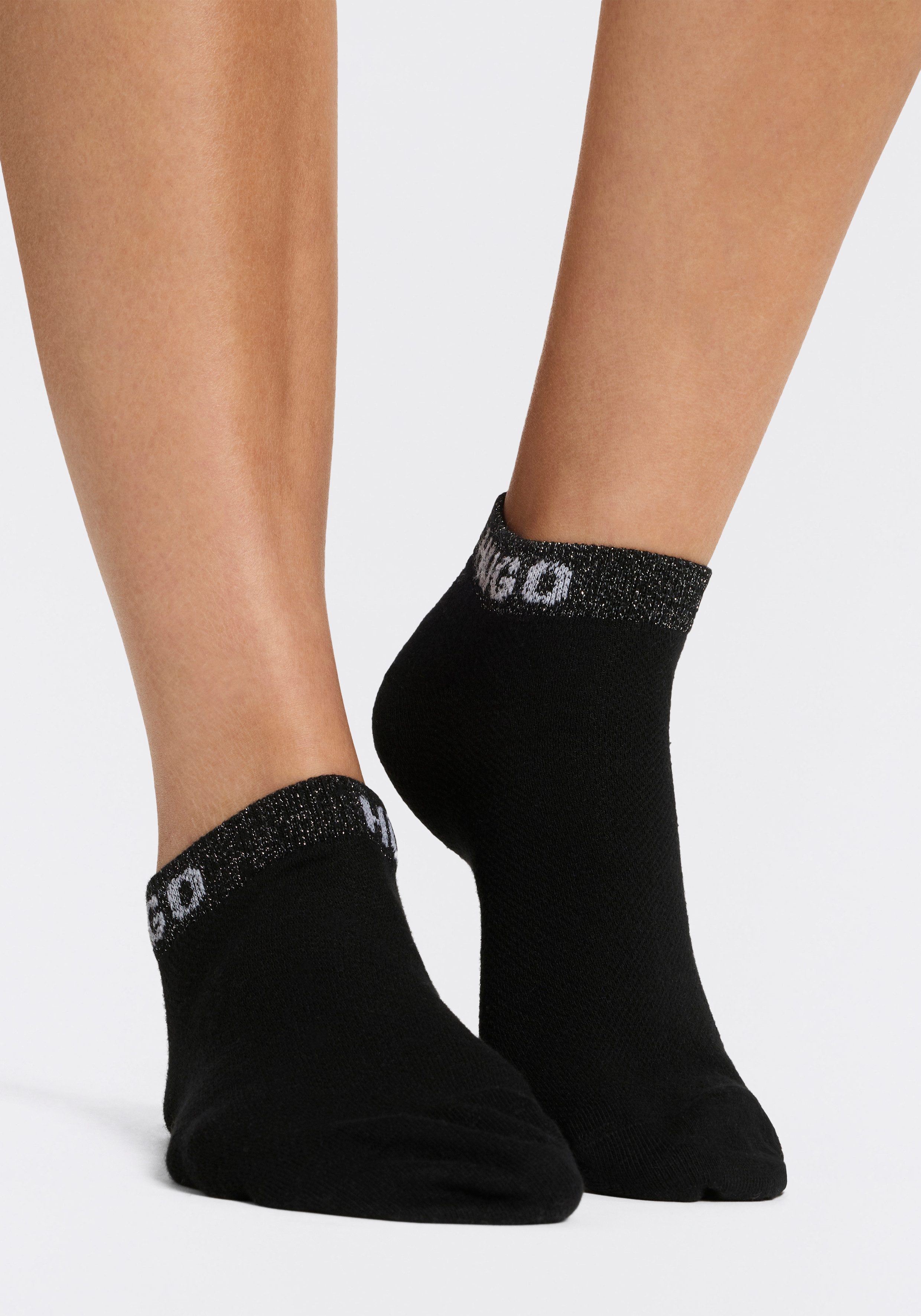 HUGO Sneakersocken 2P AS SHINY PIQ CC W (3-Paar) leicht schimmernd – Bild 5 von 5