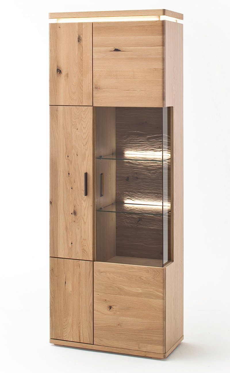 HARPER MCA furniture Highboard Kombi-Vitrine Barcelona, / Bianco Balkeneiche