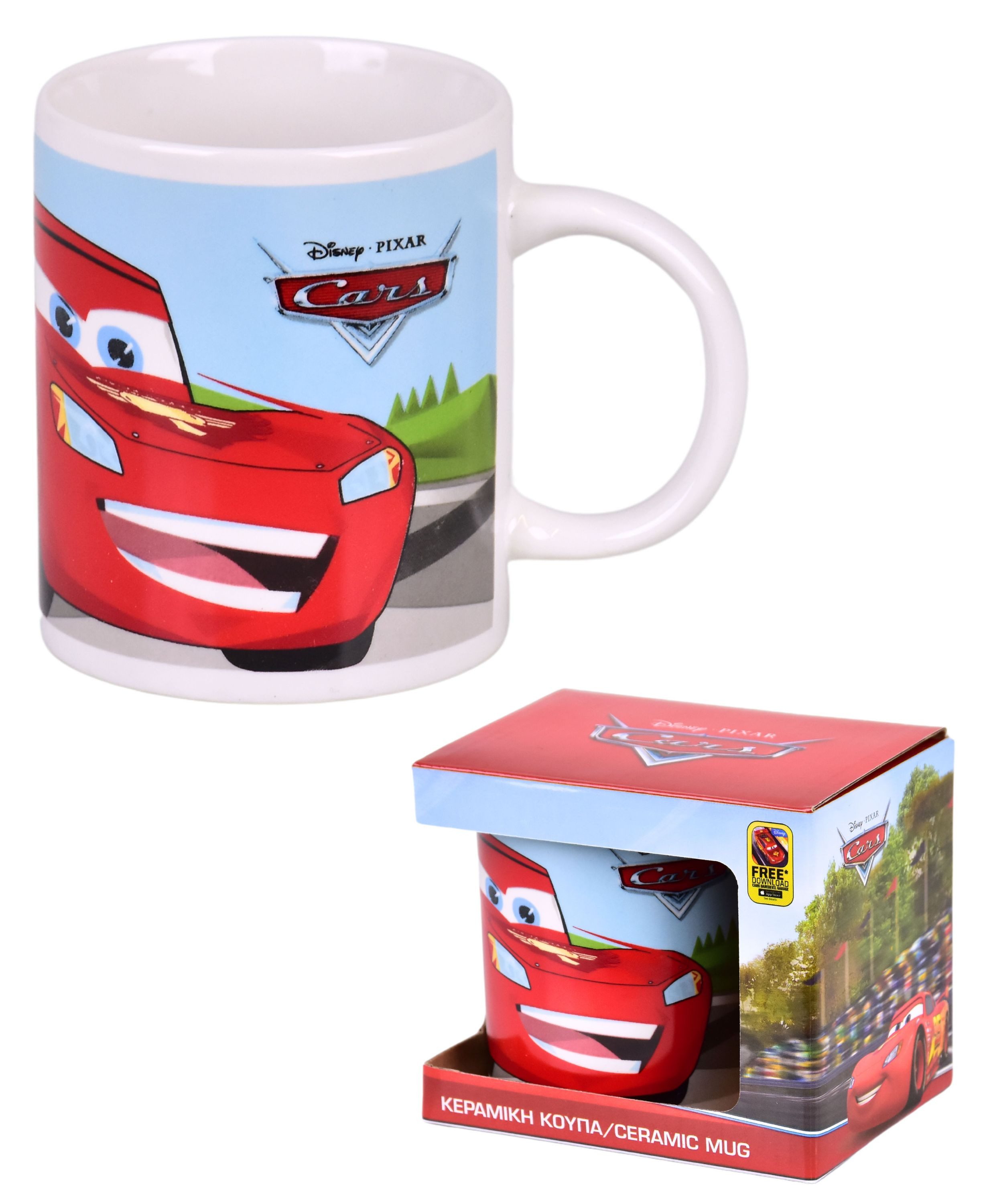 Disney Cars Tasse Lightning McQueen, Keramik, Kinderbecher 325 ml im Geschenkkarton