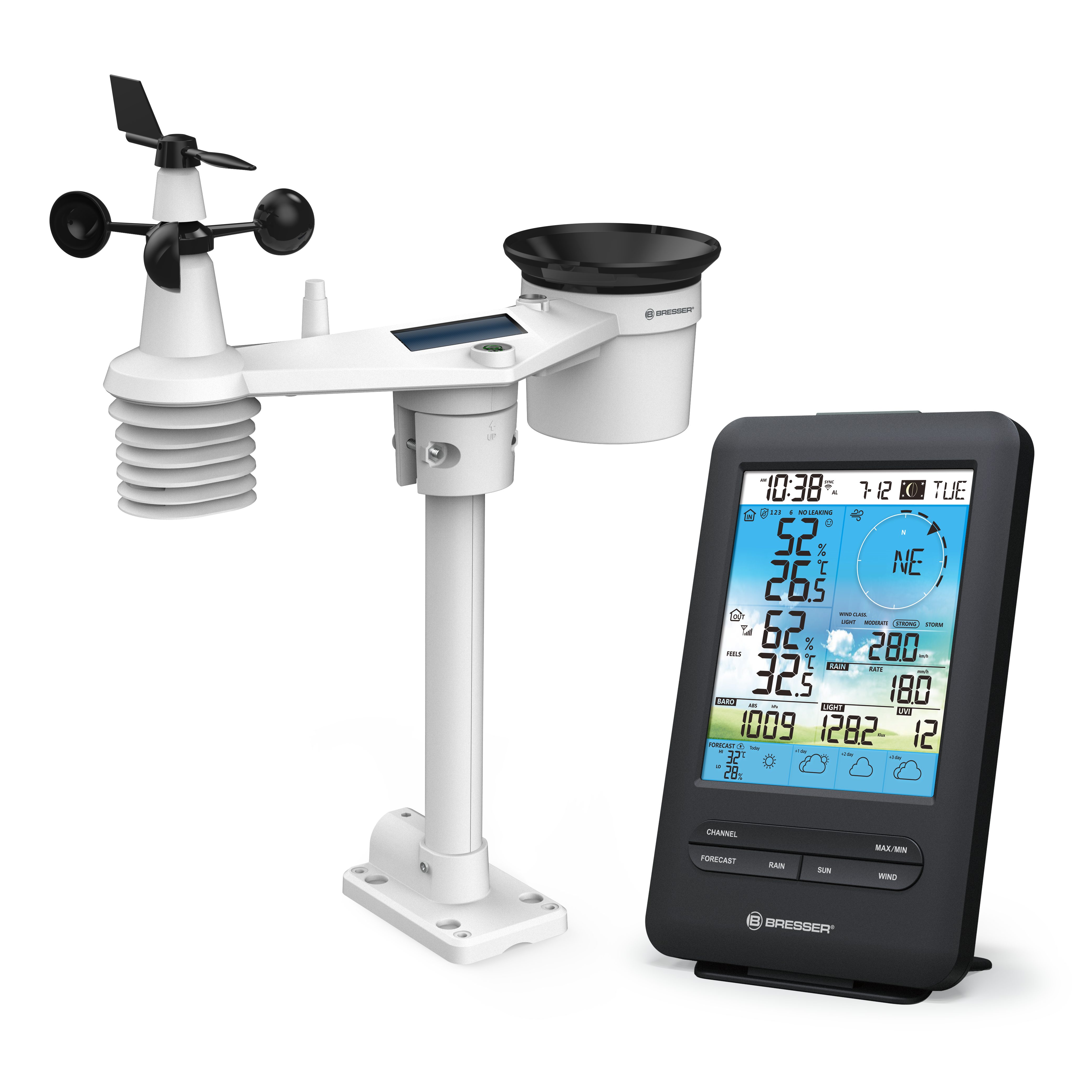 BRESSER BRESSER 7-in-1-WLAN-Wetterstation 4CAST mit 4-Tage-Vorhersage Wetterstation