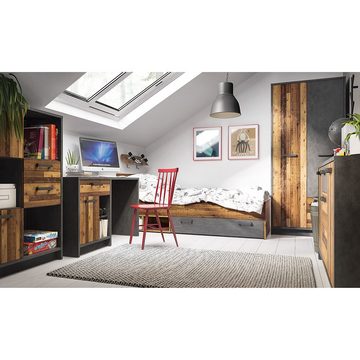 Lomadox Jugendzimmer-Set NELSON-129, (Sparset, 2-tlg), mit Bett 90x200 und Schreibtisch, in grau mit Holz