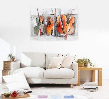 KUNSTLOFT Gemälde Quartett der Geigen 120x80 cm, Leinwandbild 100% HANDGEMALT Wandbild Wohnzimmer