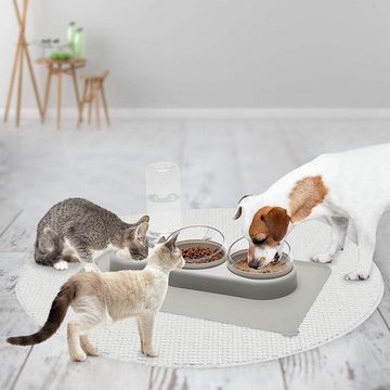 Katde Katzen-Futterautomat Katzennapf-Set Neigbar Doppelter Futternapf für Nass-Trockenfutter