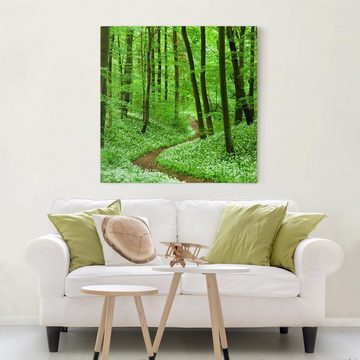 Bilderdepot24 Leinwandbild Wald Natur Modern Romantischerweg grün Bild auf Leinwand Groß XXL, Bild auf Leinwand; Leinwanddruck in vielen Größen