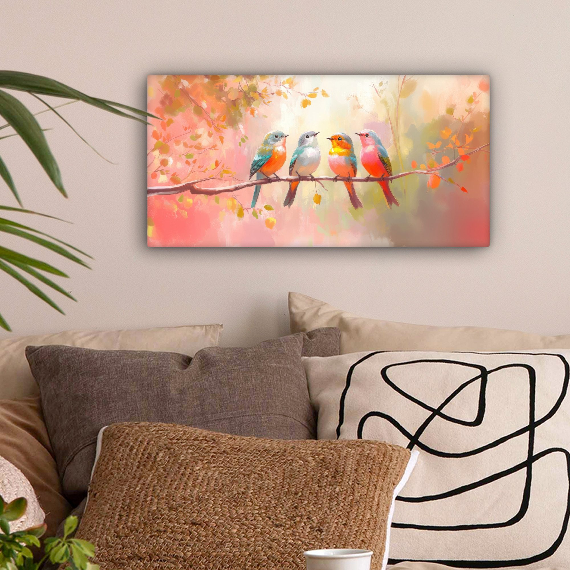 OneMillionCanvasses® Leinwandbild Panorama Vögel - Bunt günstig online kaufen