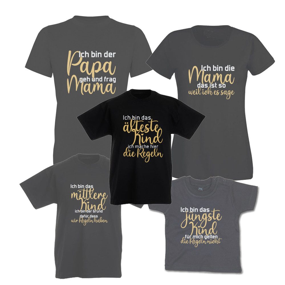 G-graphics T-Shirt Die Regeln der Familie (Familienset, Einzelteile zum selbst zusammenstellen) Kinder- & Erwachsenen-T-Shirt-Set mit Frontprint