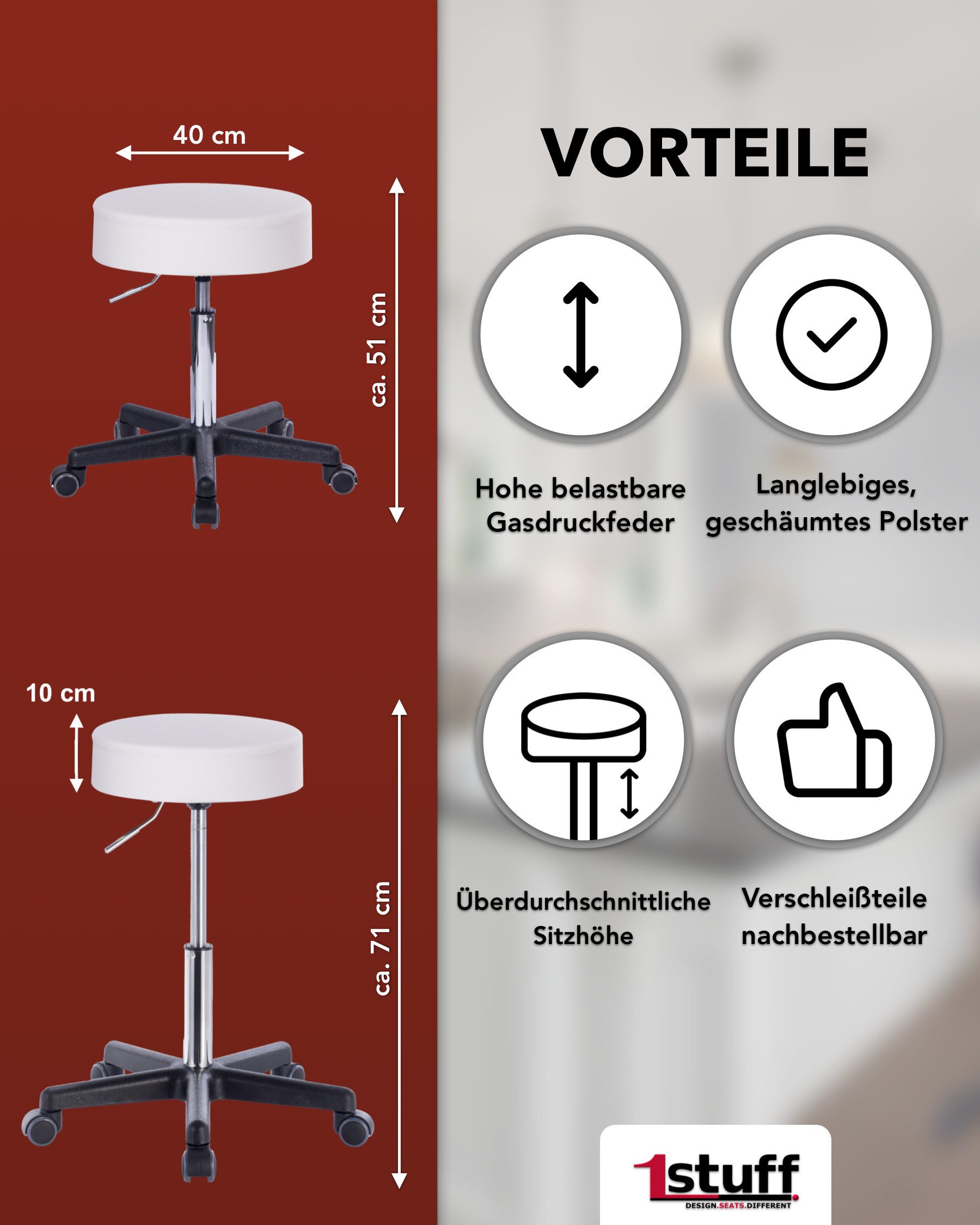 1stuff Arbeitshocker Rollhocker Drehhocker 1stuff Squash günstig online kaufen