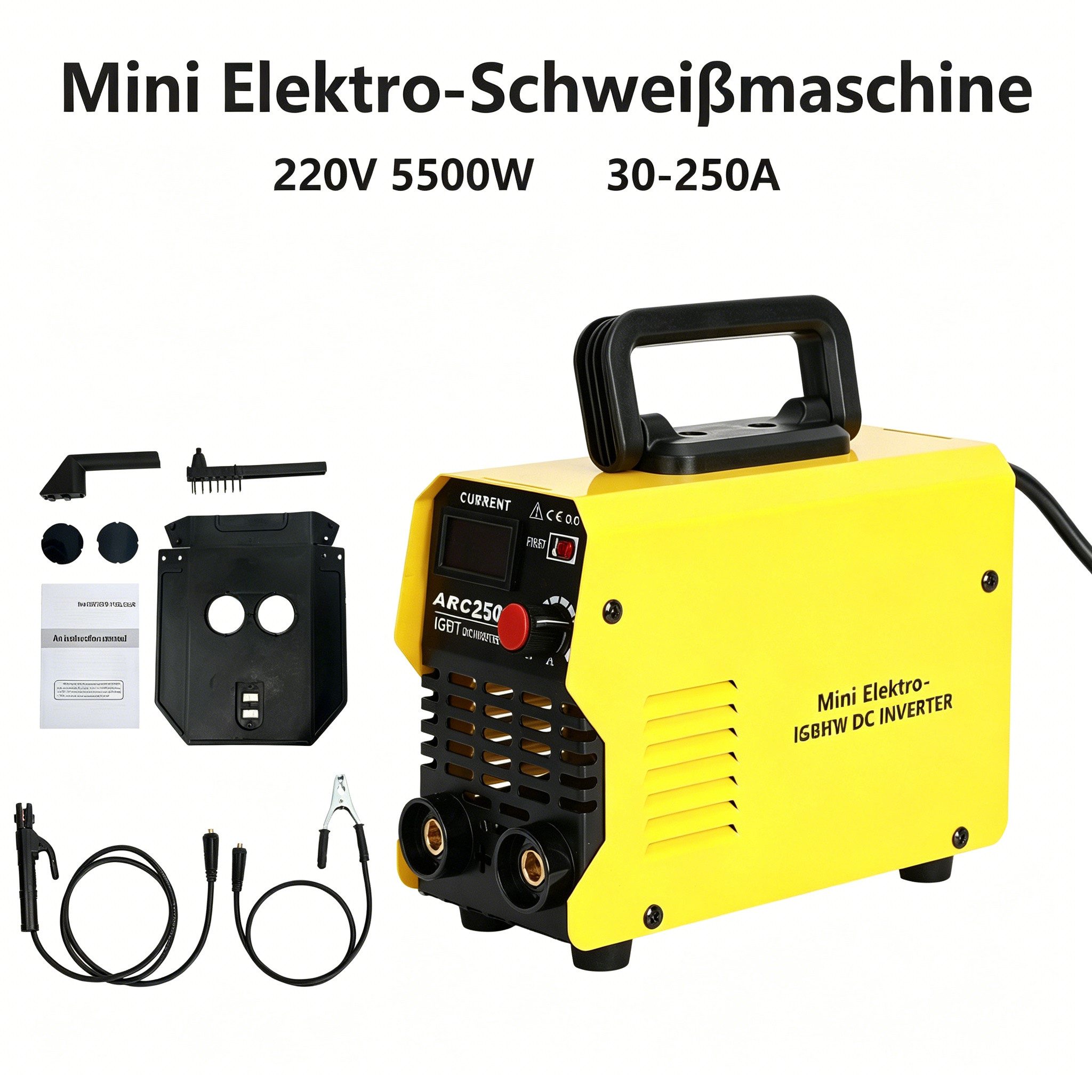 Rutaqian Inverterschweißgerät ARC250 Elektroschweißgerät 250A Inverter MMA 220/110V tragbar Mini, Schweissgerät, Elektroden Inverter,Arbeitsklemme, Inverter Schweissgerät Elektroden Inverter ARC Welder Einsteigergerät