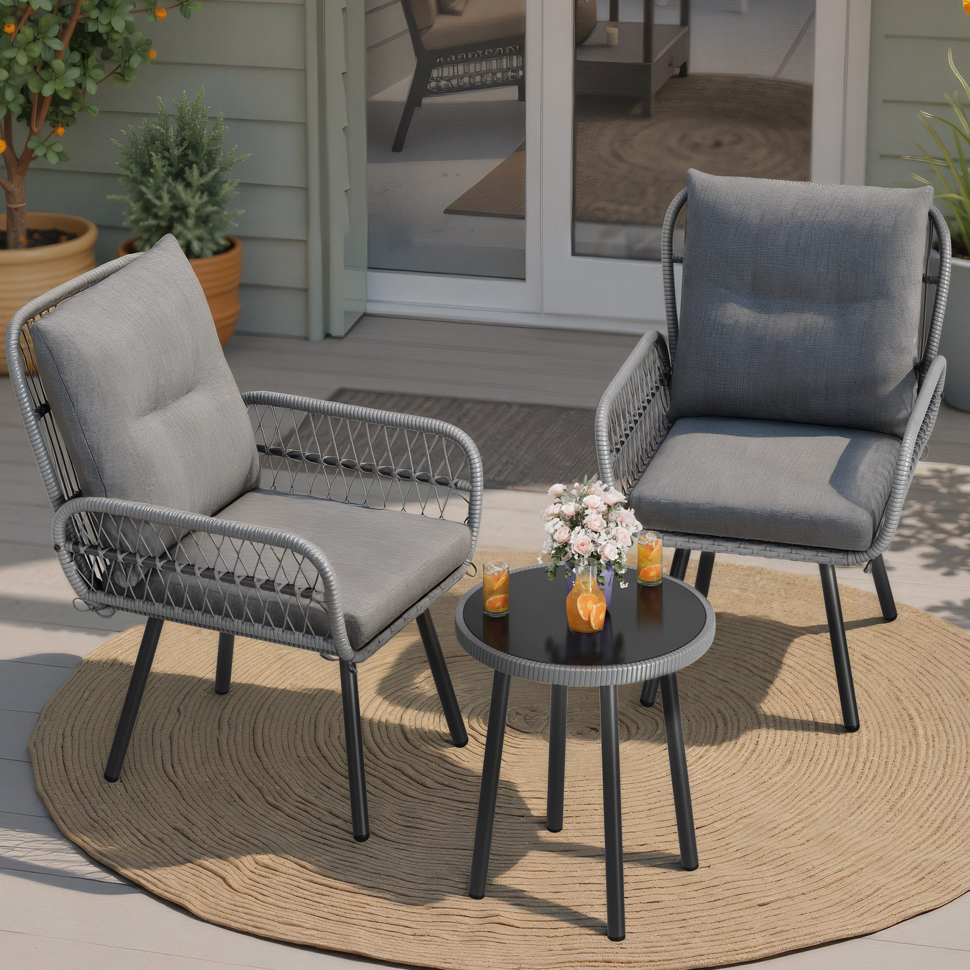 Bealife Balkonset Gartenlounge-Set, (3-tlg), 1 Tisch und 2 Stühle günstig online kaufen