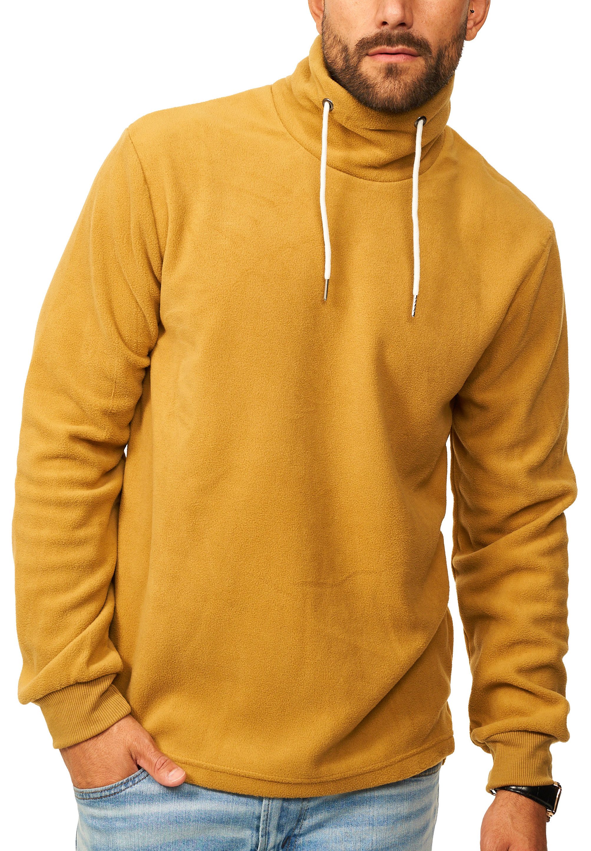SOULSTAR Sweatshirt mit Stehkragen in Fleece-Optik als Pullover Herren Sweatpullover mit Kordel