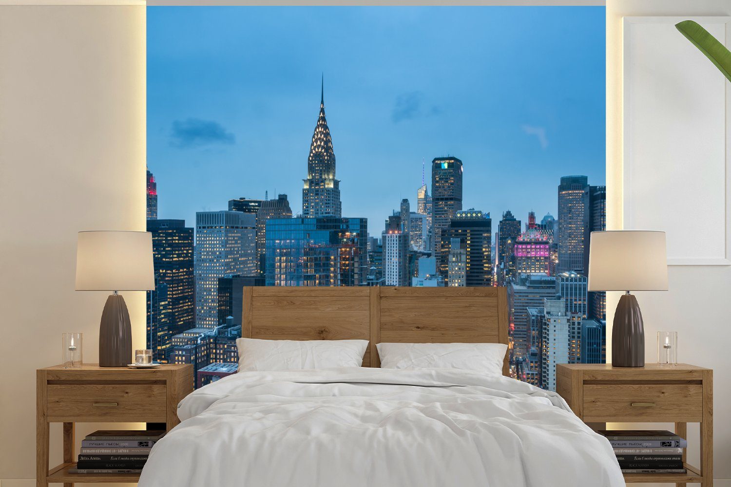 MuchoWow Fototapete New York - Skyline - Empire State Building, Matt, bedruckt, (4 St), Vliestapete für Wohnzimmer Schlafzimmer Küche, Fototapete