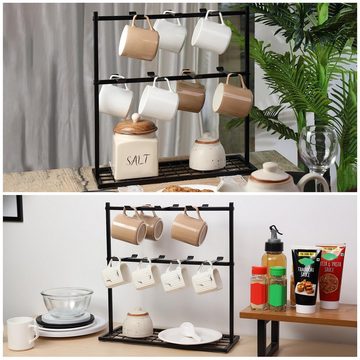 Belle Vous Aufbewahrungsdose Küchen Organizer für Kaffeetassen - Metallregal mit Haken