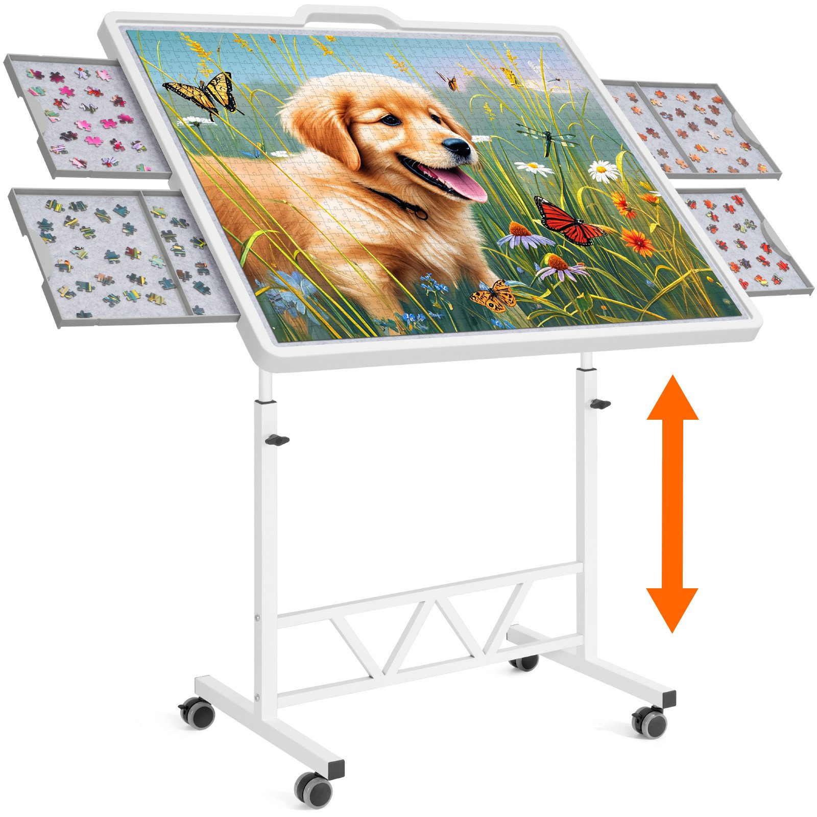Lifewit Puzzlematte Höhenverstellbares Puzzlebrett drehbar mit feststellbaren Rollen., (Set), Höhenverstellbar, verstellbarer Winkel, leicht zu reinigen, robust