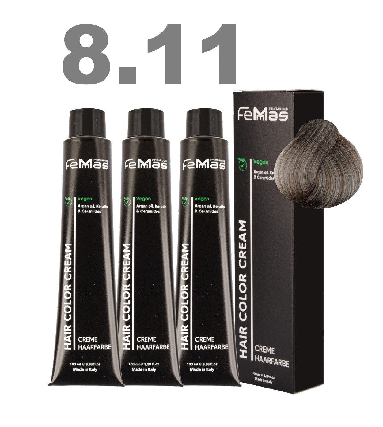 Femmas Premium Haarfarbe FemMas professionelle Haarfarbe mit Arganöl 3 x 100 ml