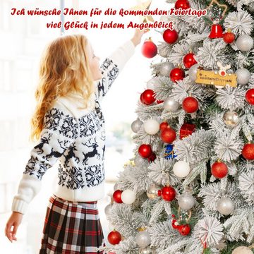 COSTWAY Künstlicher Weihnachtsbaum »Verschneiter Christbaum«, 180cm, 610 PVC- und PE-Zweigen, mit Metallständer