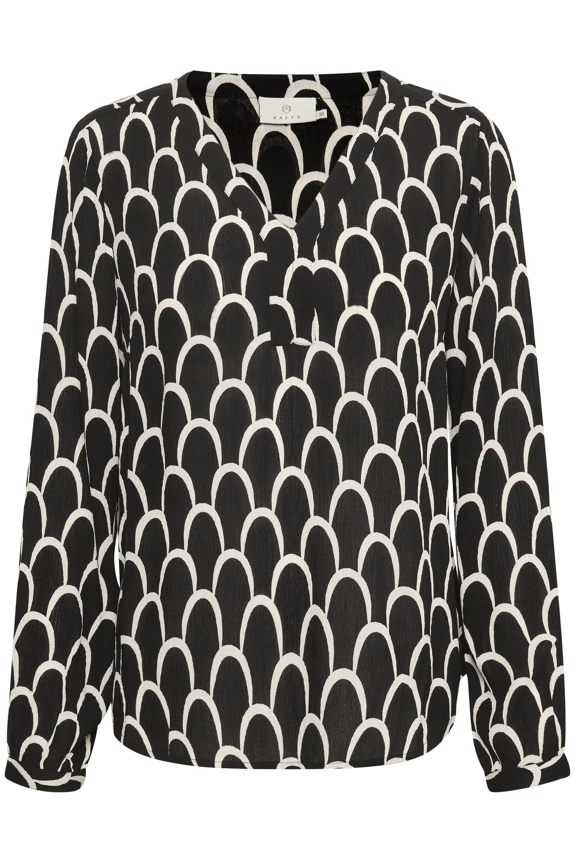 Langarm-Bluse Graphic Black KAFFE And Langarmbluse White Print KAkarina