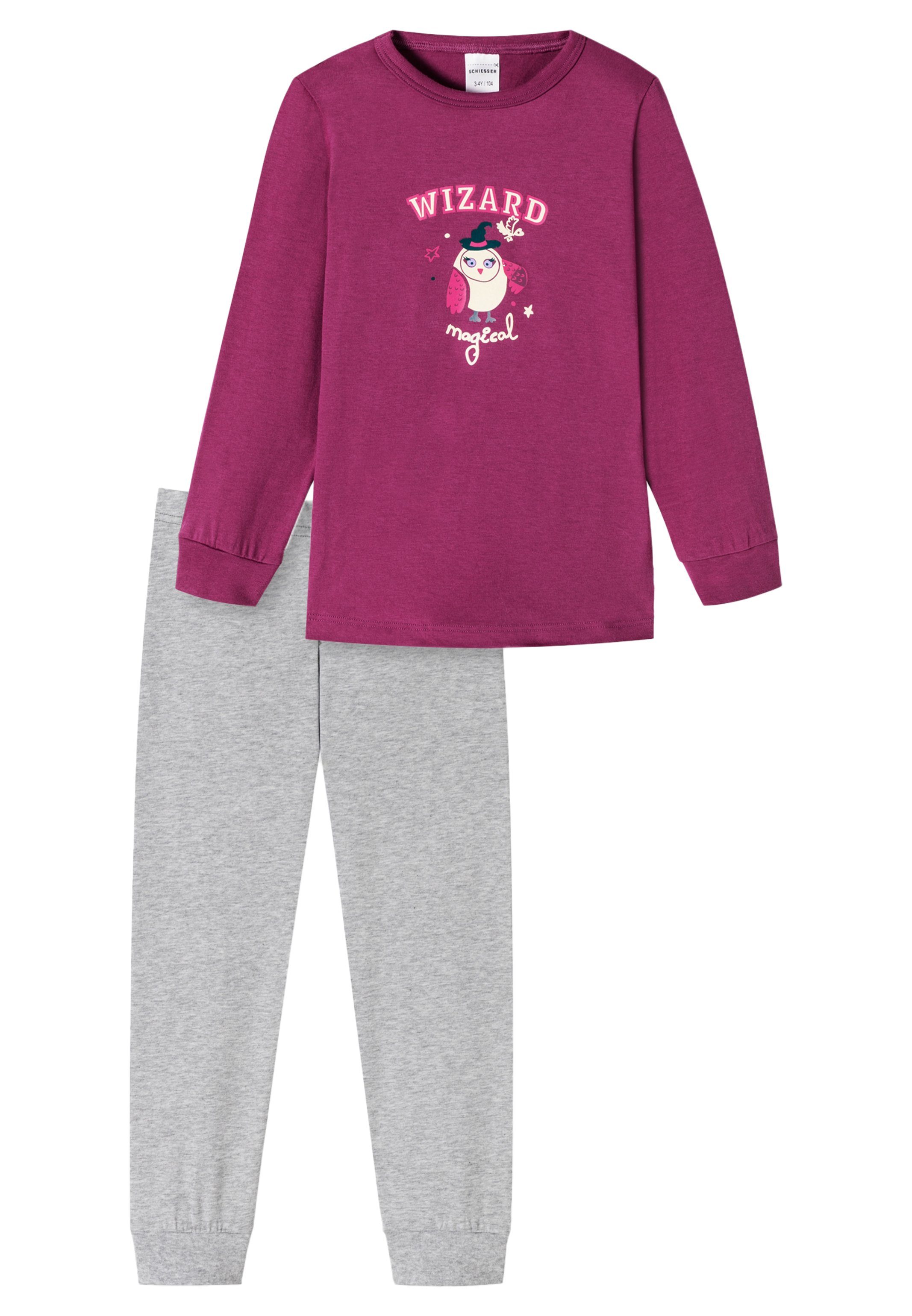 Schiesser Pyjama Cat Zoe Organic Cotton (Set, 2 tlg) Schlafanzug - Baumwolle - Komfortable Bündchen an Armen und Beinen