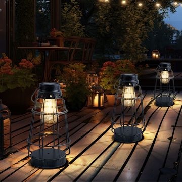 etc-shop LED Solarleuchte, LED-Leuchtmittel fest verbaut, Warmweiß, Laterne Silber Solarlampen für Außen Outdoor Laterne