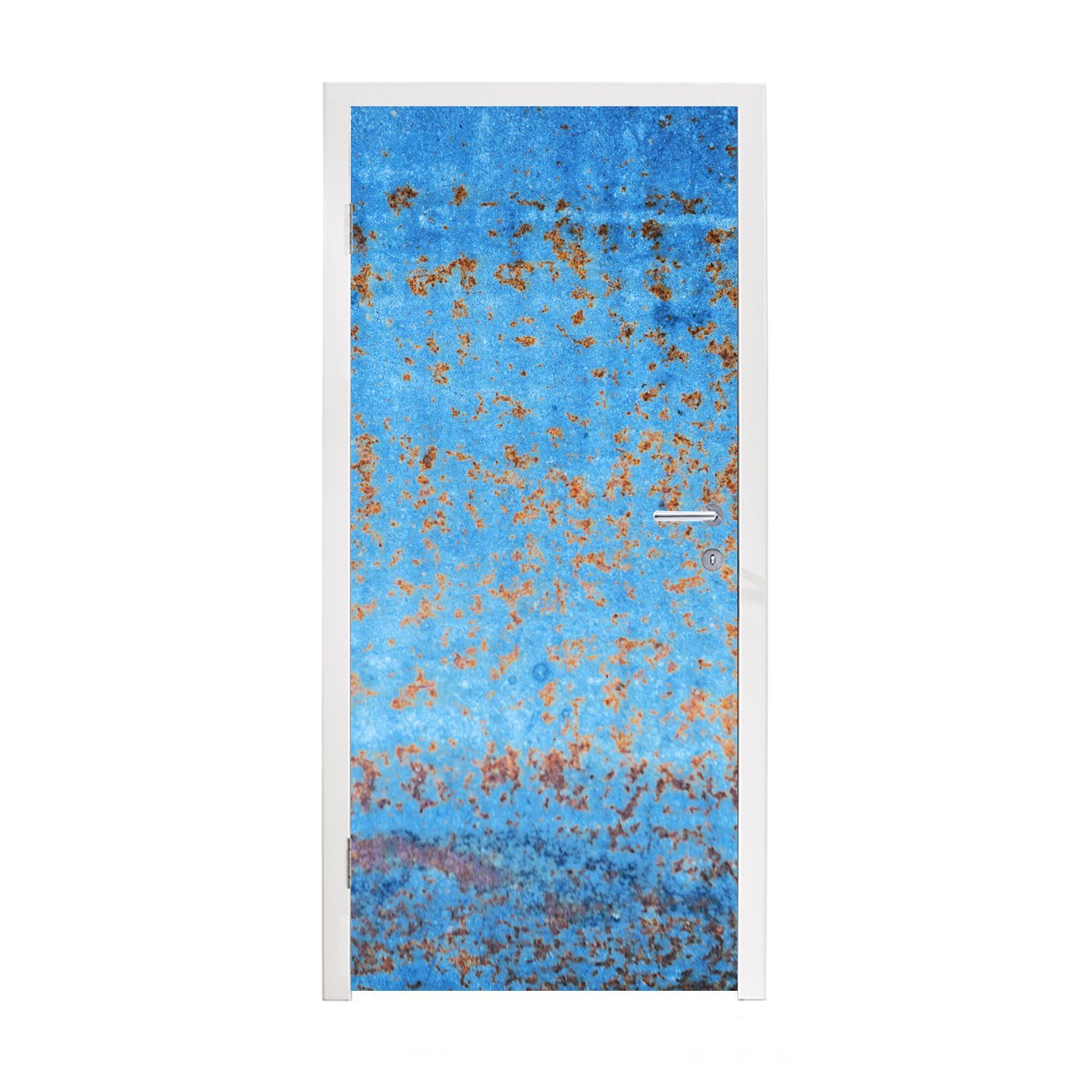 MuchoWow Türtapete Blau - Rost - Vintage, Matt, bedruckt, (1 St), Fototapete für Tür, Türaufkleber, 75x205 cm