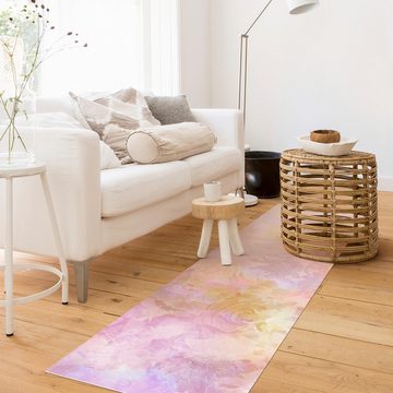 Läufer Teppich Vinyl Flur Küche Blumen funktional lang modern, Bilderdepot24, Läufer - rosa glatt