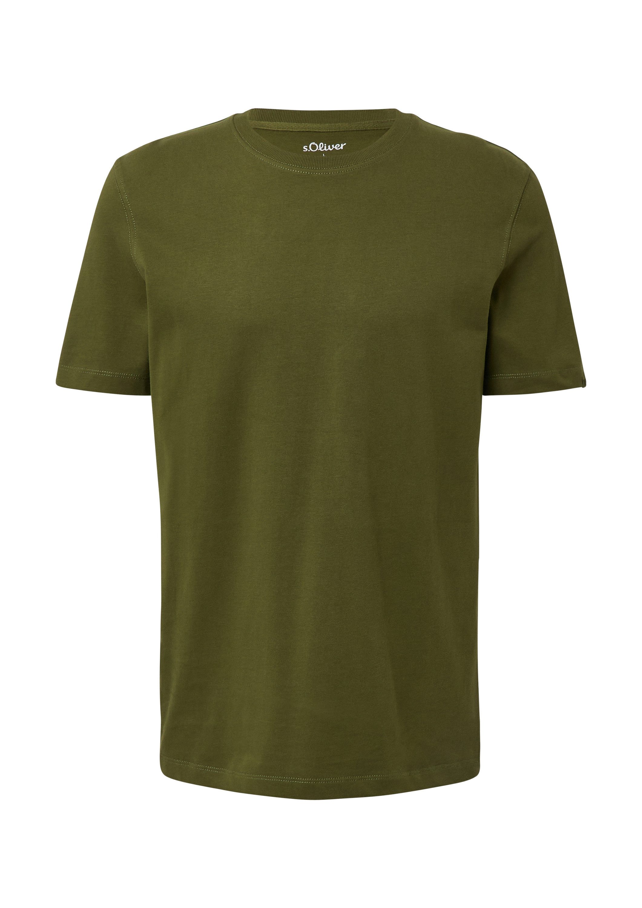 s.Oliver Kurzarmshirt T-Shirt Softes T-Shirt aus Heavy Jersey mit Label-Details
