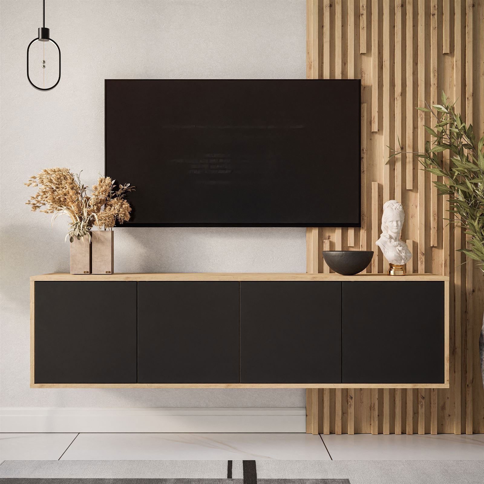 ALLHOUSE24 Lowboard MANDY Artisan Eiche - Wand & Standmontage, Fernsehtisch Modern (1x TV Schrank), Breite 156 cm