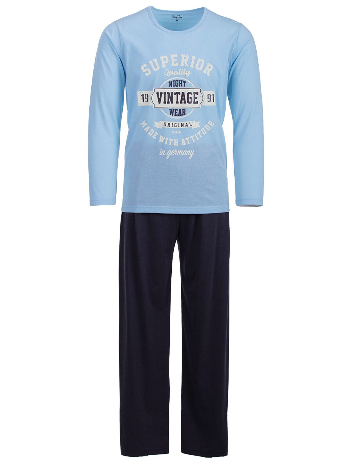 Henry Terre Schlafanzug Pyjama Set Langarm - Vintage Hose Anthrazit günstig online kaufen