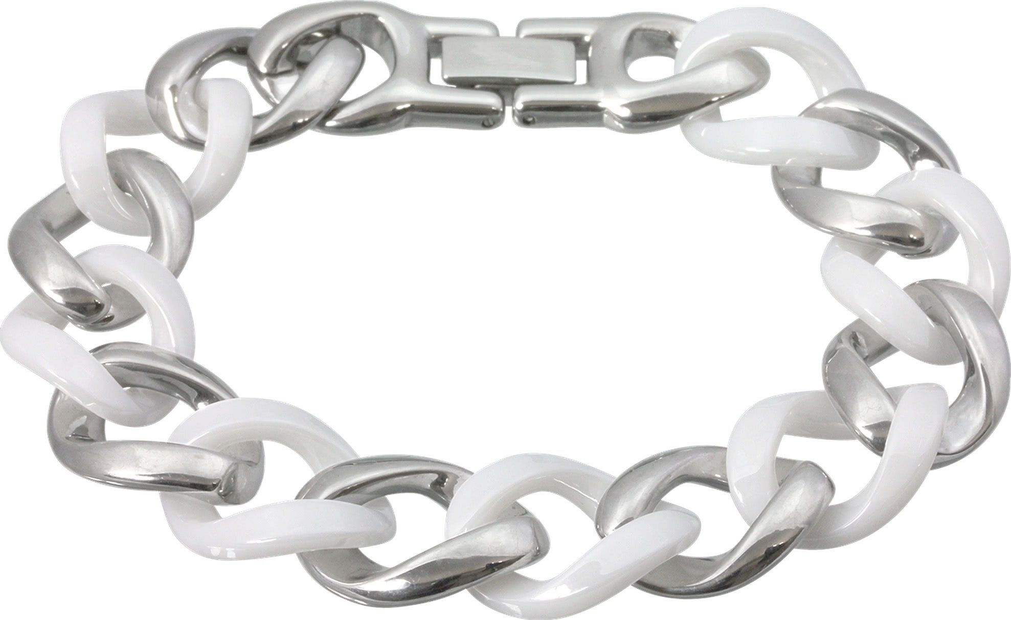 Edelstahlarmband Amello Panzer Armband silber weiß