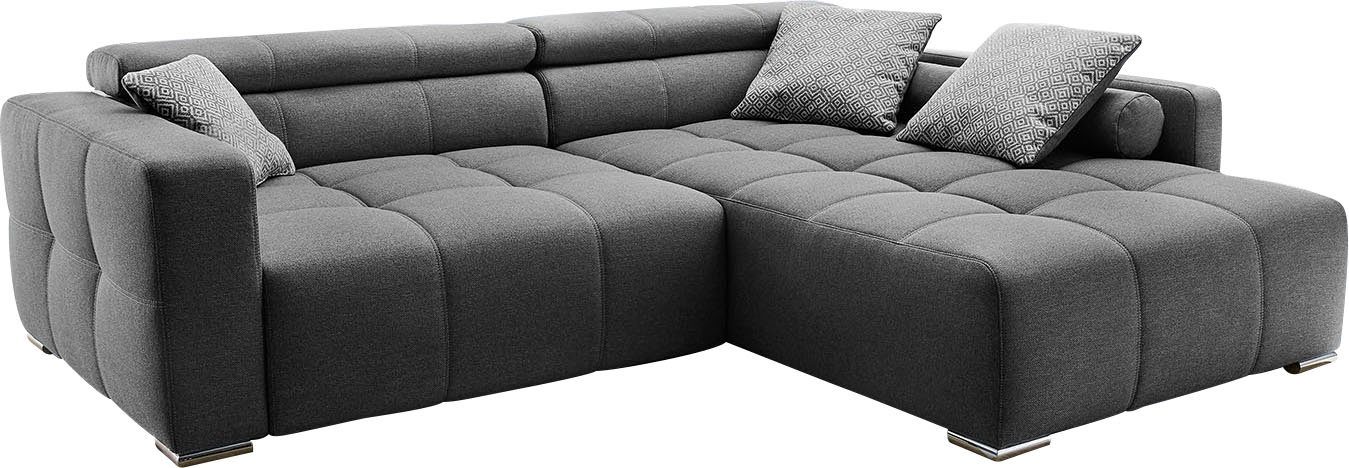 Ecksofa im Gruppe Big-Sofa-Style, Rückenteilverstellung Jockenhöfer dunkelgrau Salerno, Kopf- und mit bzw. Zierkissen