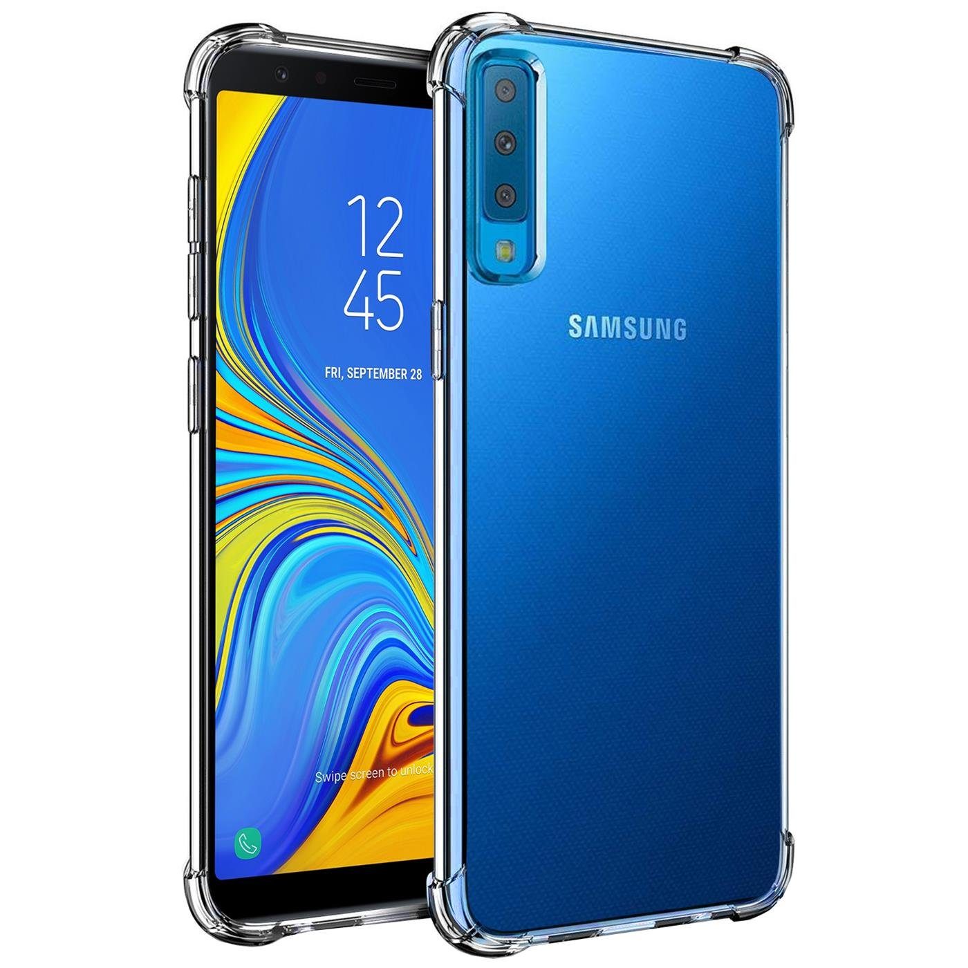 CoolGadget Handyhülle Anti Shock Rugged Case für Samsung Galaxy A7 2018 6 Zoll, Slim Cover mit Kantenschutz Schutzhülle für Samsung A7 2018 Hülle